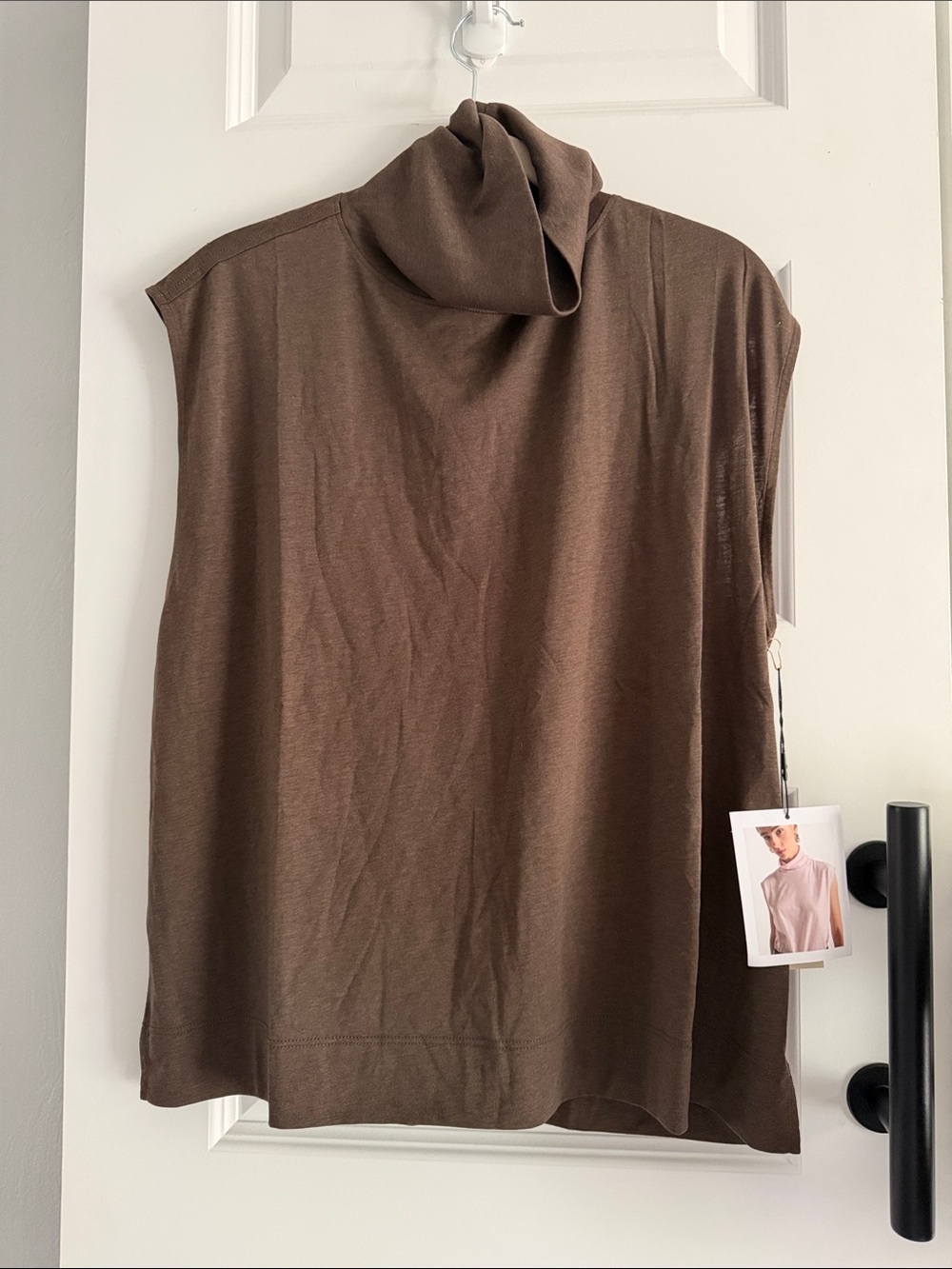 Nation LTD Sleeveless Turtleneck Sweater Tank - Brown XL